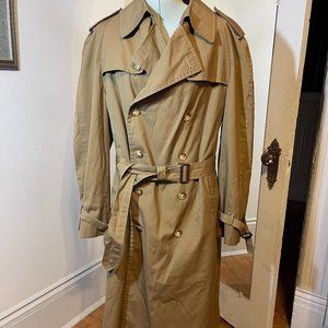Christian Dior Monsieur Iconic Trench Coat Size 44R Gold Double Breasted Belted